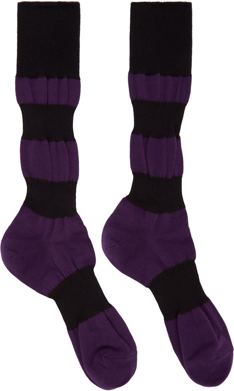 Homme Plissé Issey Miyake: Purple & Black Panelled Socks | SSENSE UK