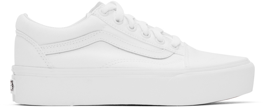 all white old skool platform vans