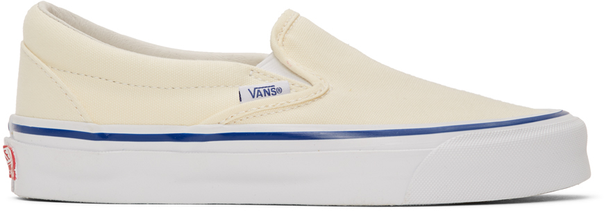 off white vans with blue stripe