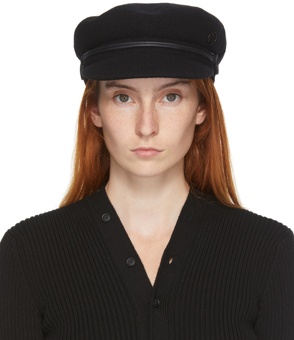 Black Wool Abby Cut \u0026 Saw Cap by Maison 