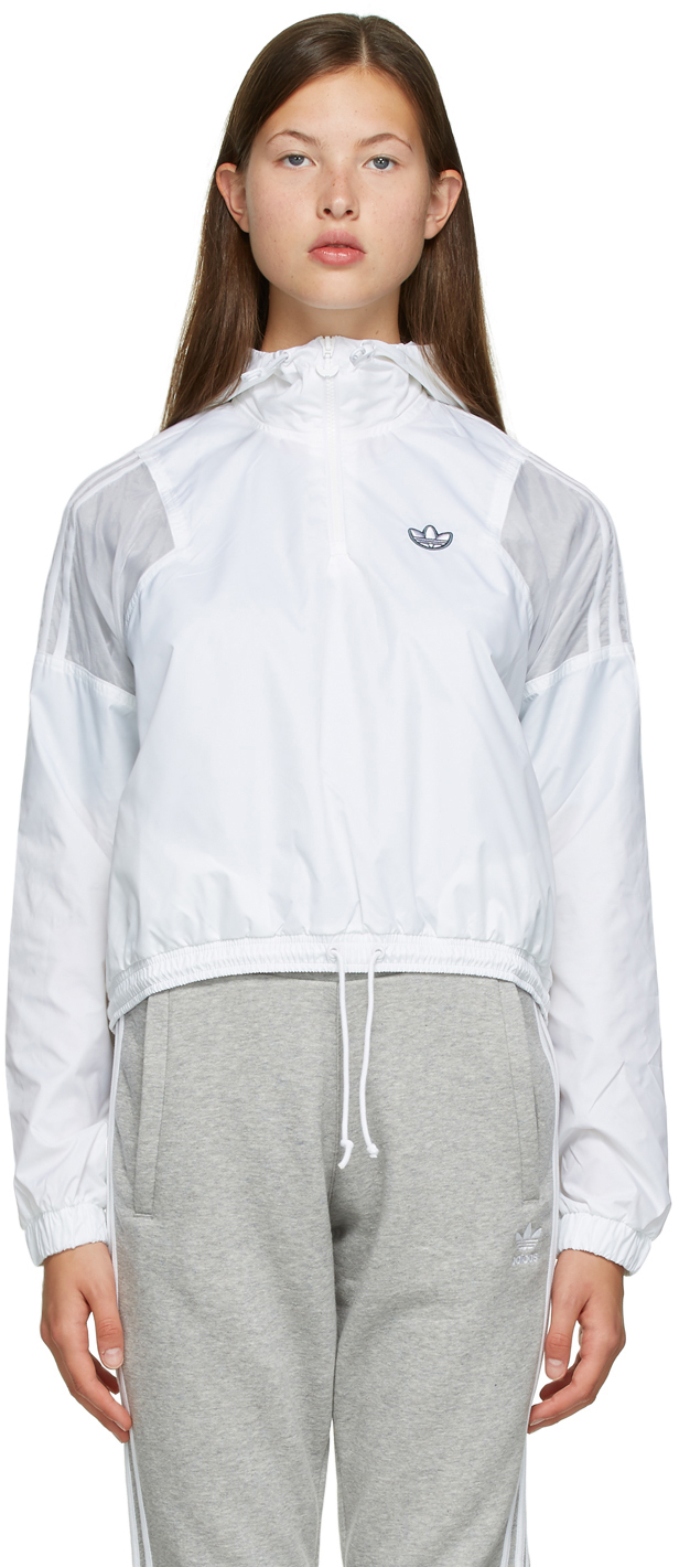 white adidas windbreaker jacket