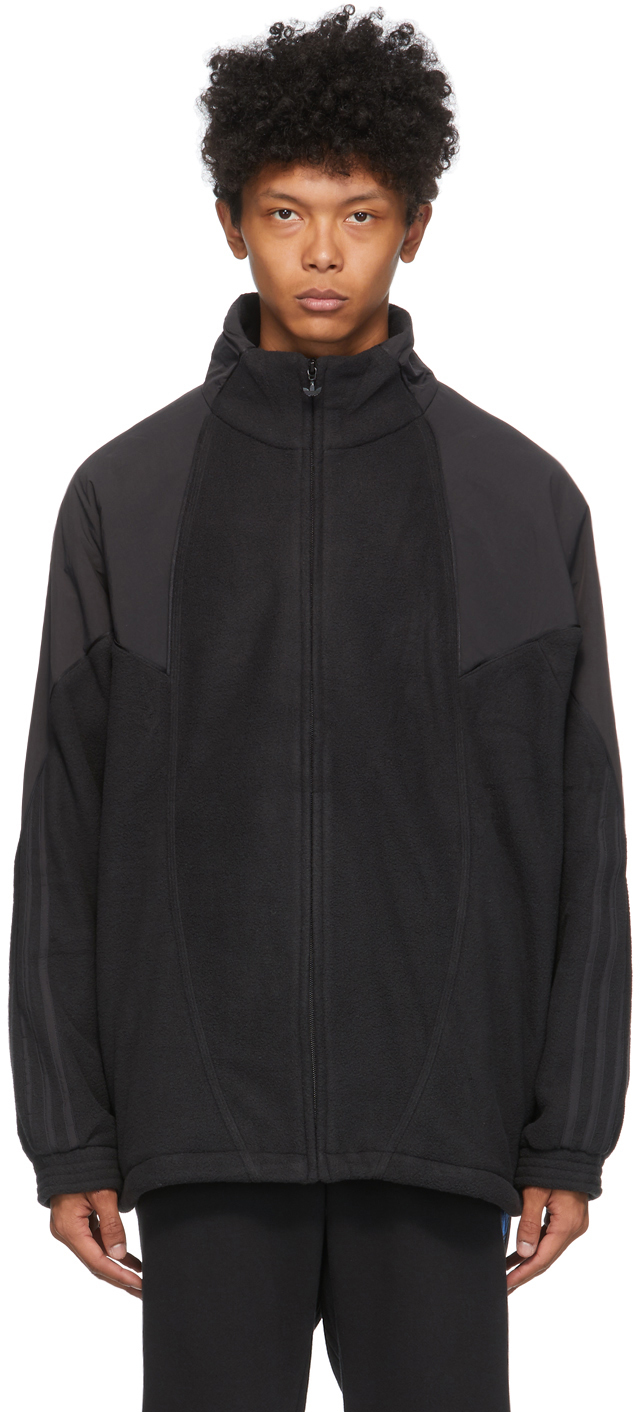 adidas Originals: Black Polar Fleece Big Trefoil Jacket | SSENSE