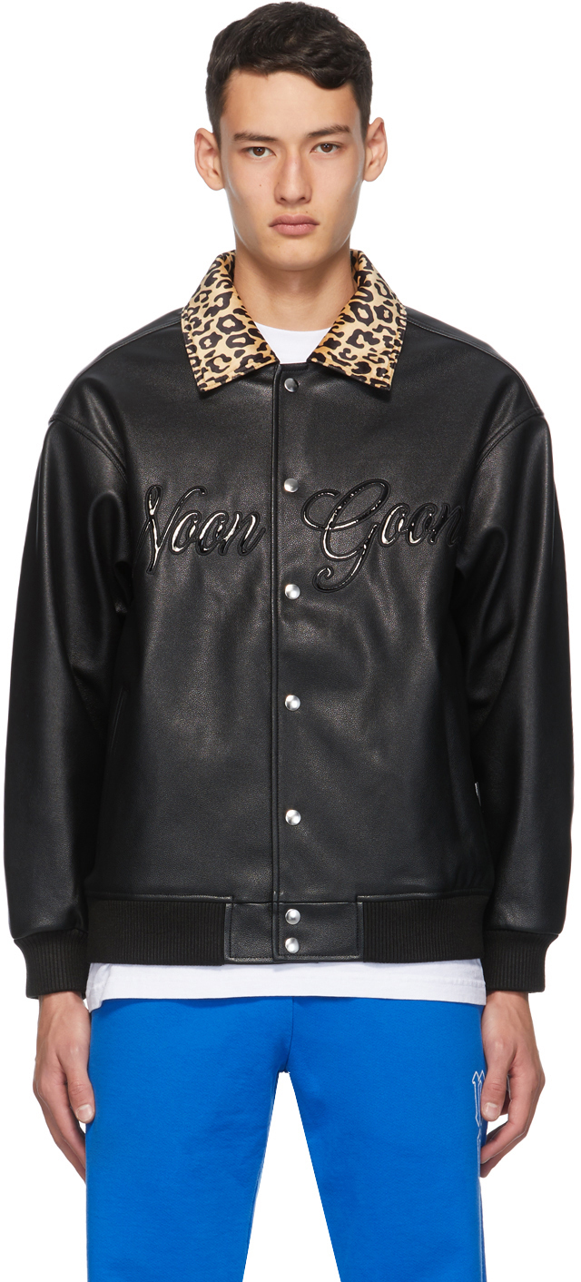 Noon Goons: Black Faux-Leather Fly By Jacket | SSENSE