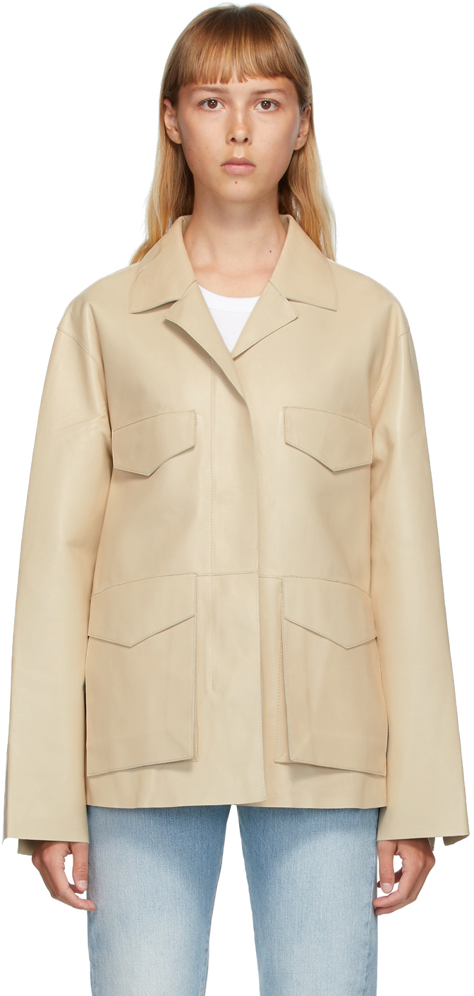 Totême: Off-White Leather Avignon Jacket | SSENSE