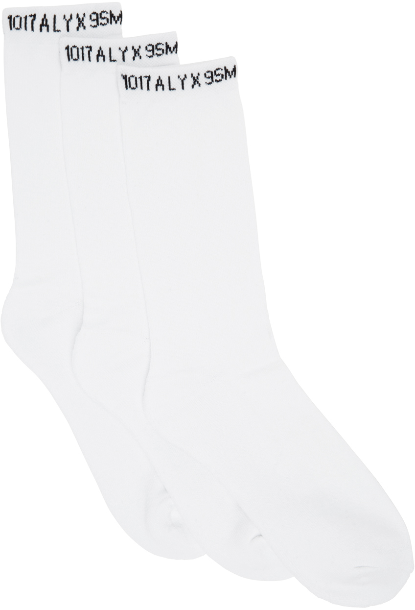 1017 ALYX 9SM: Three-Pack White Logo Socks | SSENSE