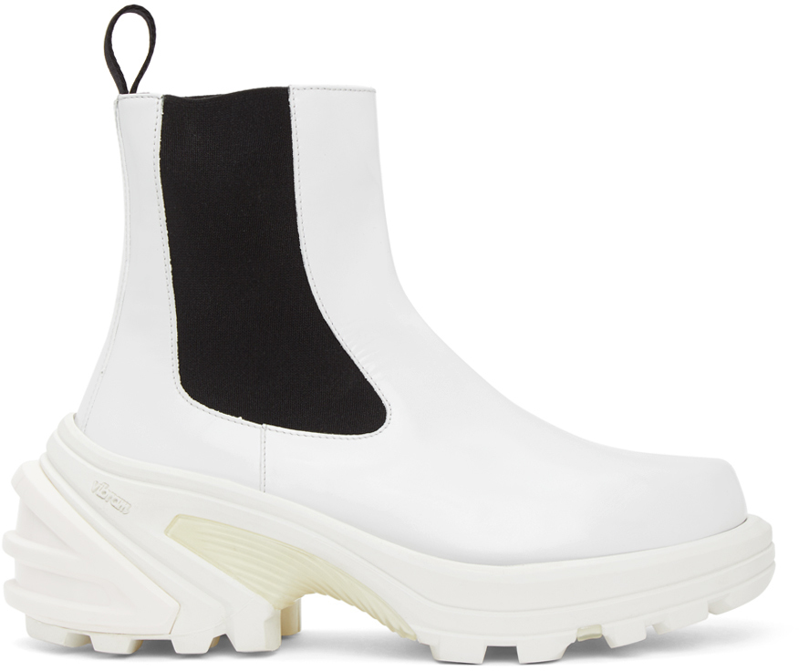 white leather chelsea boots