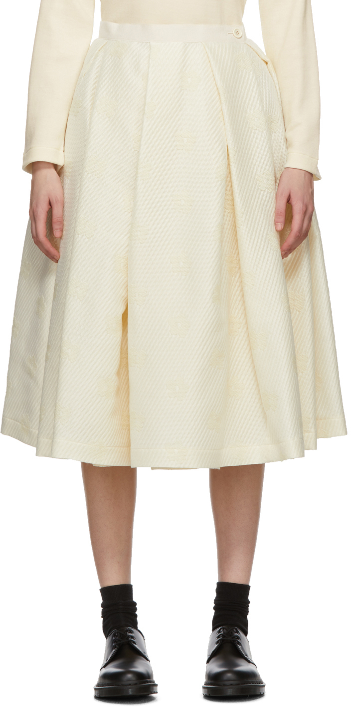 Tricot Comme des Garçons Off-White Wool Wide Pleat Skirt