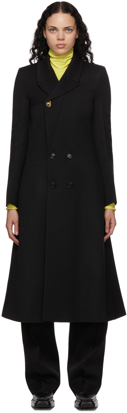 Bottega Veneta Black Wool Twill Double Breasted Coat 202798F059022