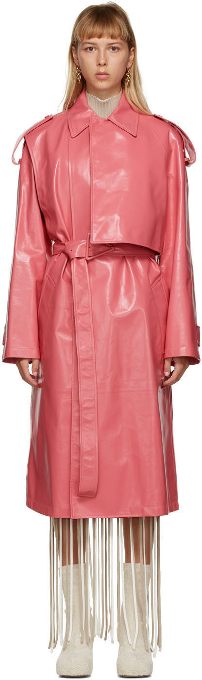 Bottega Veneta Pink Shiny Trench Coat 202798F064026