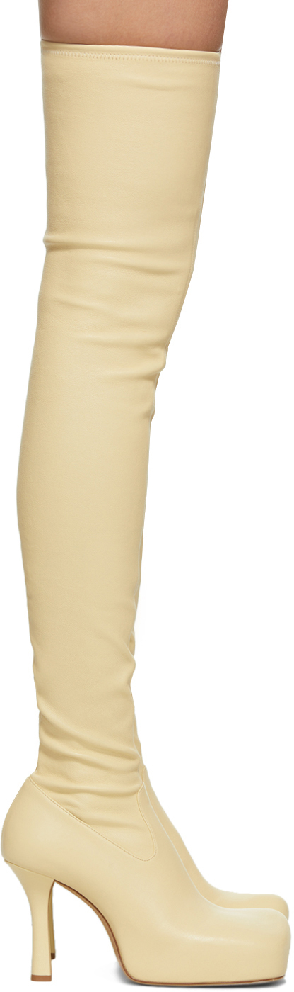 Bottega Veneta Yellow Nappa 'The OTK' Tall Boots