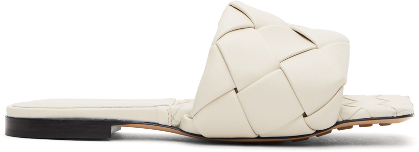 Bottega Veneta Off-White Intrecciato Lido Flat Sandals