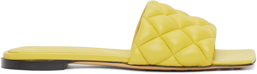 Bottega Veneta Yellow Intrecciato Padded Flat Sandals