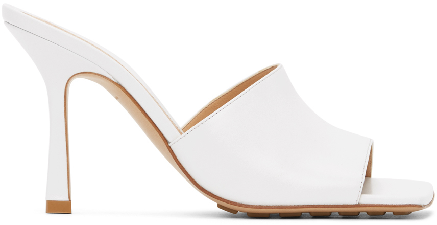 Bottega Veneta: White Stretch Heeled Sandals | SSENSE
