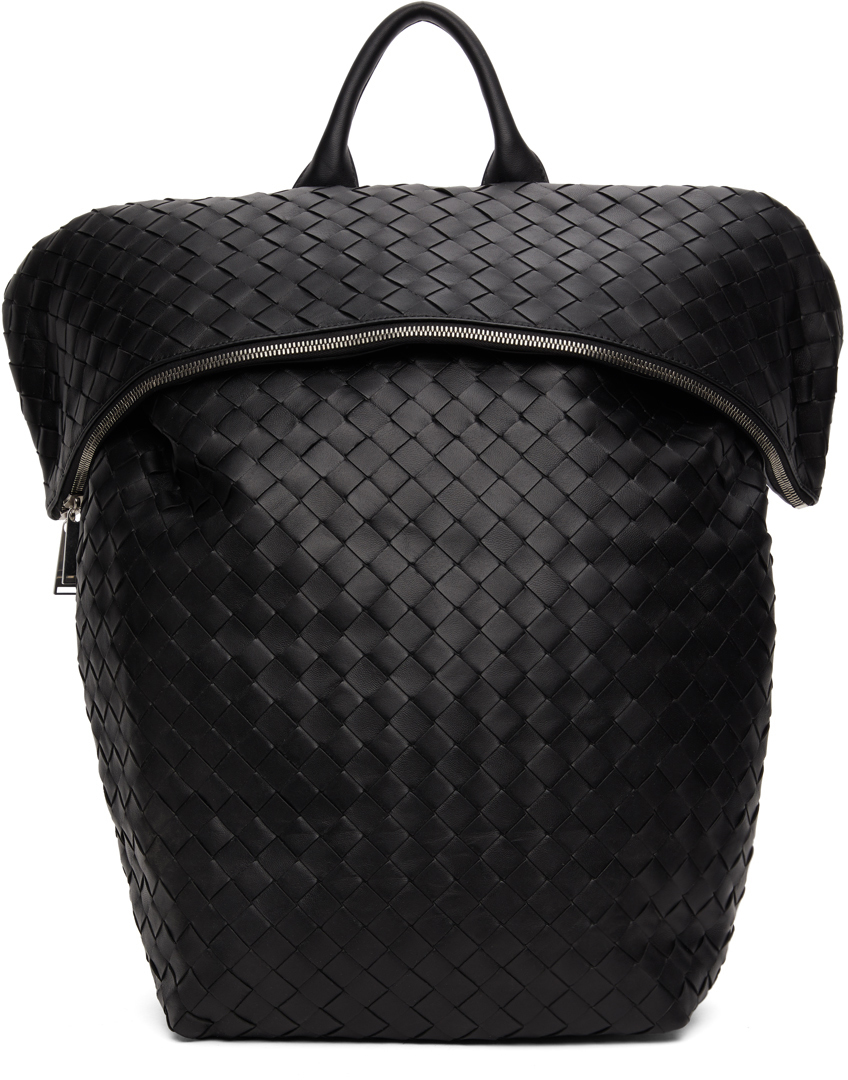 Bottega Veneta Black Nappa Intrecciato Medium Backpack 202798M166101