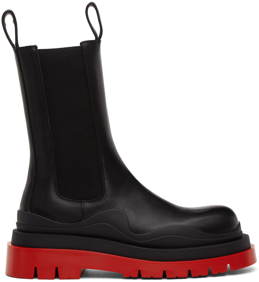 red and black chelsea boots