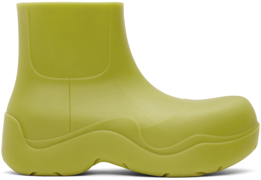 Bottega Veneta: Green Matte 'The Puddle' Boots | SSENSE Canada