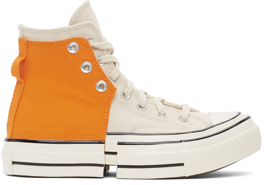 Converse Orange & Off-White 2-In-1 Chuck 70 High Sneakers