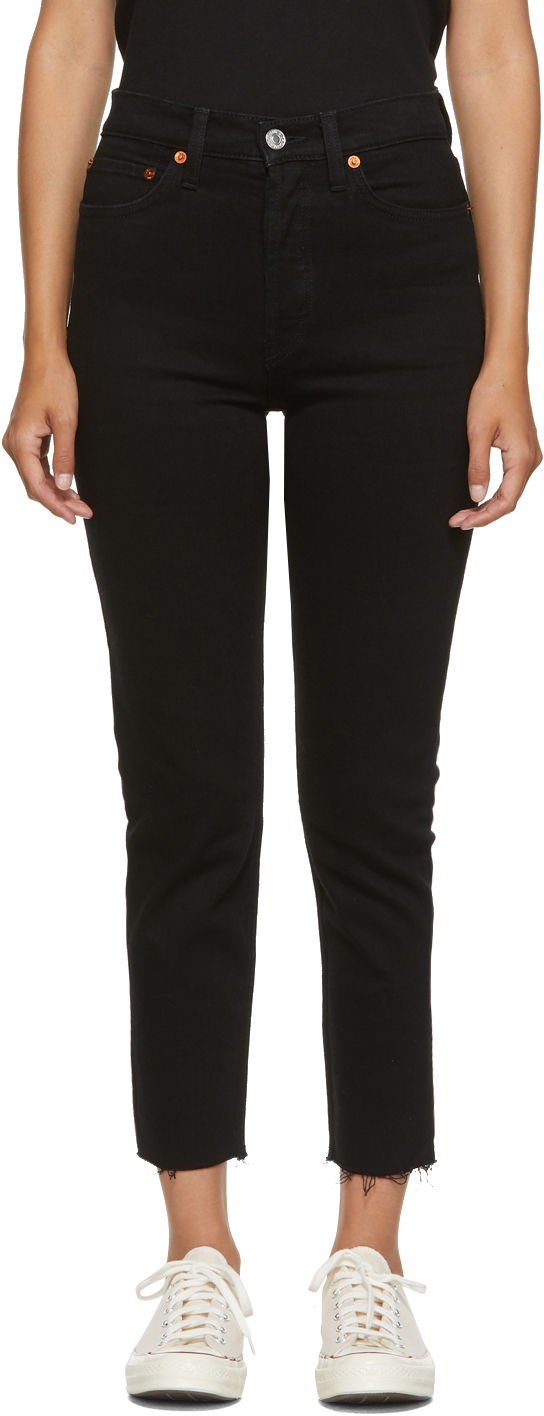 high waisted black crop jeans