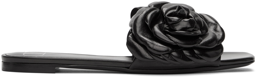 Valentino Garavani Black Valentino Garavani 03 Rose Edition Atelier Petal Flat Sandals