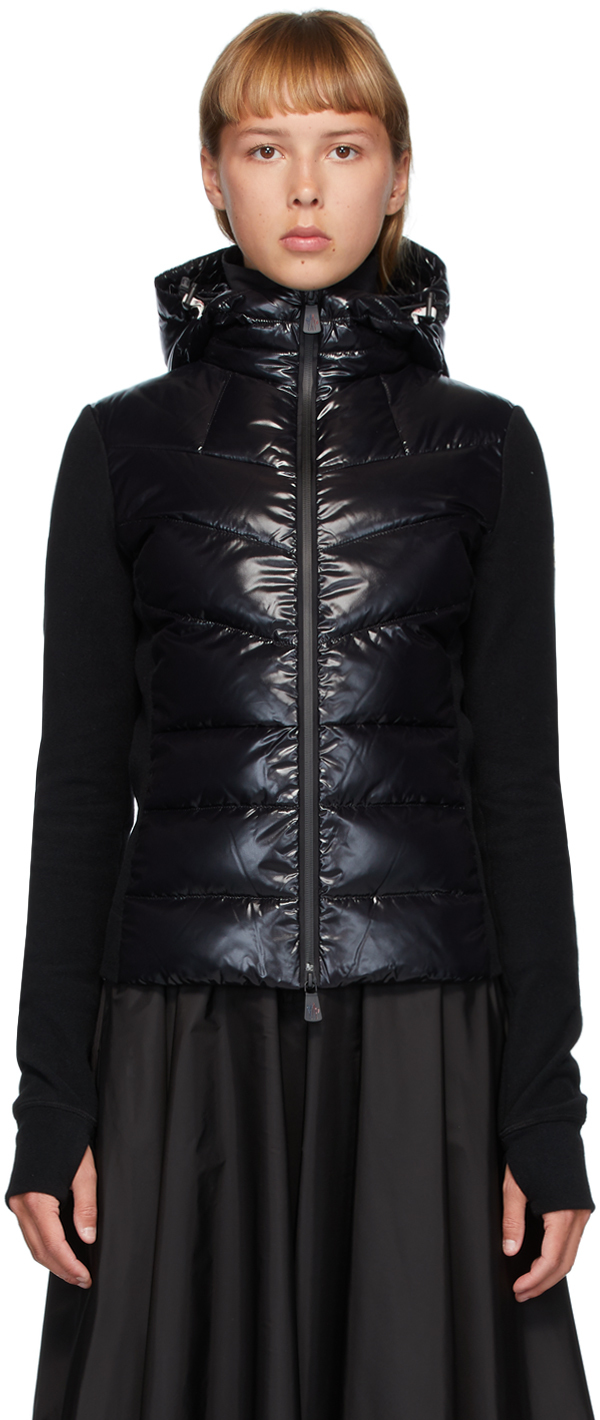 moncler black shiny coat