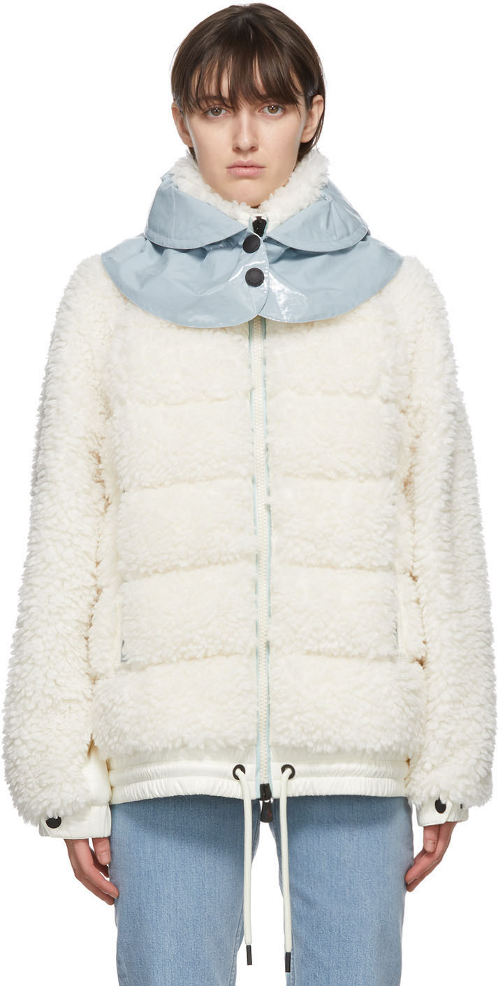 Moncler Grenoble: White Down Fleece Puffer Jacket | SSENSE UK