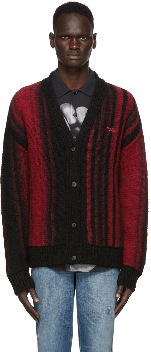 red and black cardigan