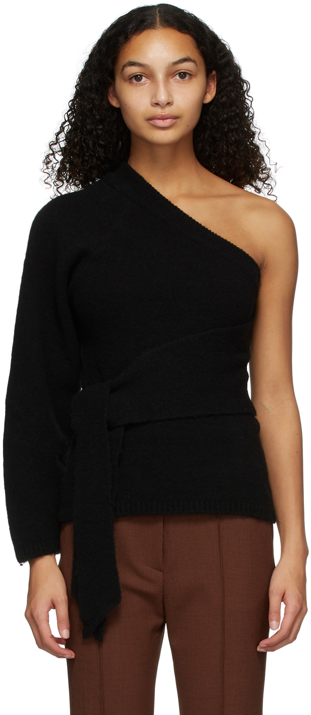 Black One-Shoulder Cleo Sweater by Nanushka on Sale