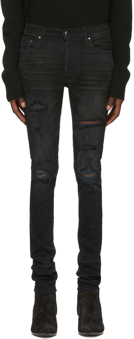 amiri black thrasher jeans