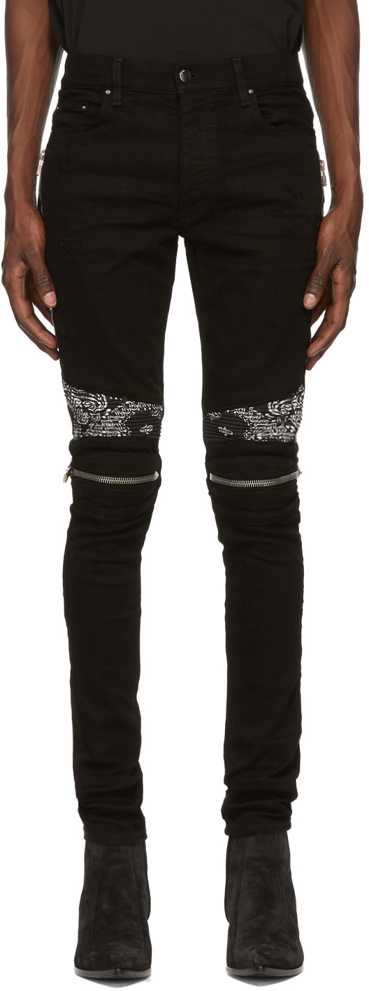 amiri black bandana jeans