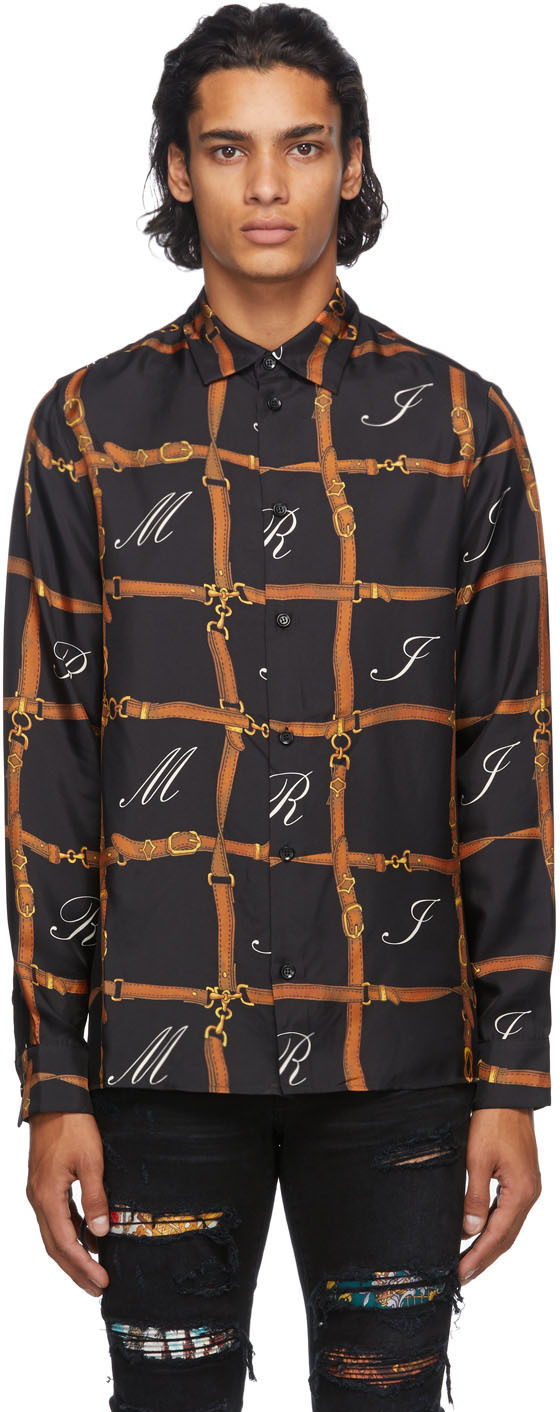 AMIRI: Black Silk Belt Shirt | SSENSE