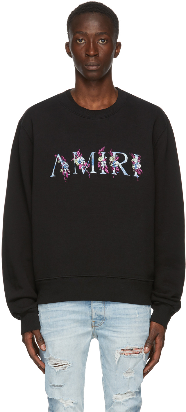 AMIRI: Black Floral Logo Sweatshirt | SSENSE