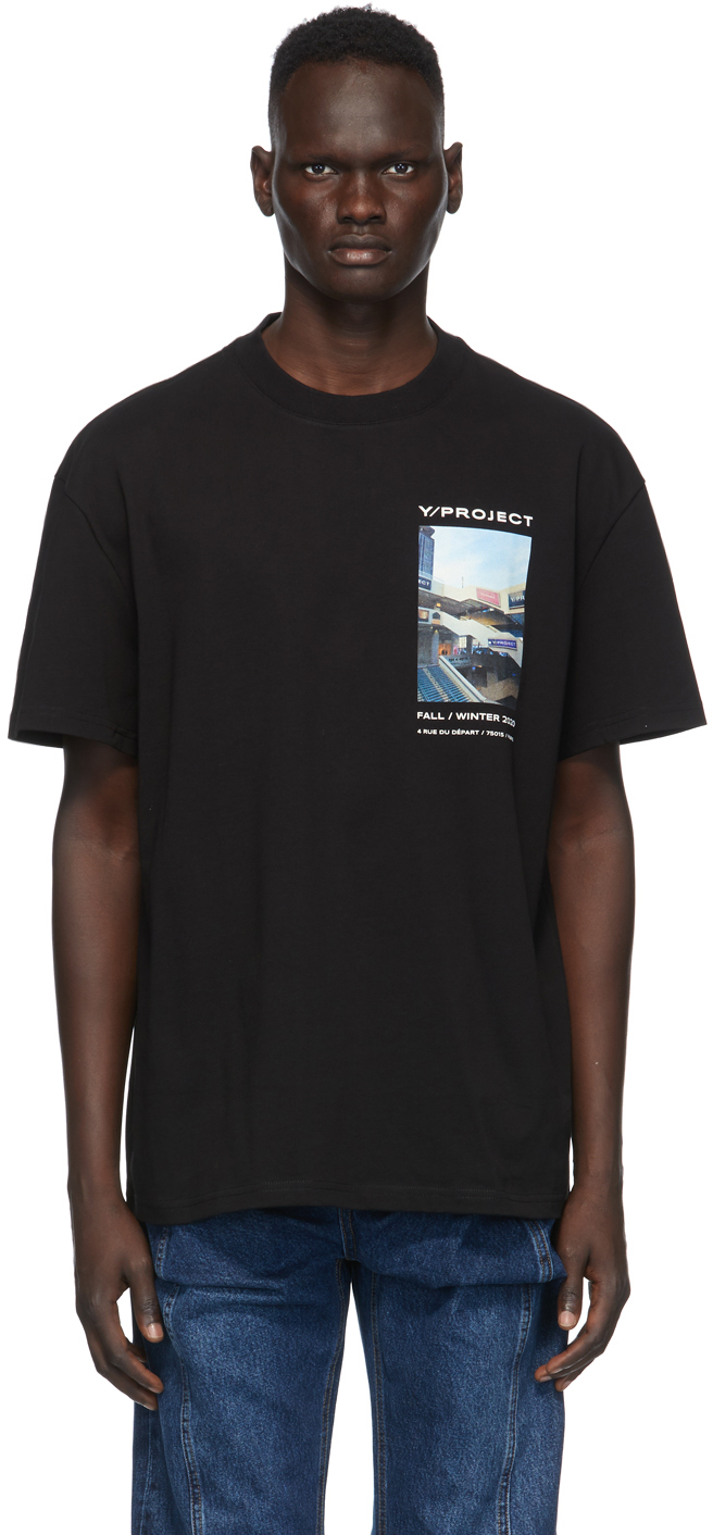 Y/Project: Black Printed Show T-Shirt | SSENSE