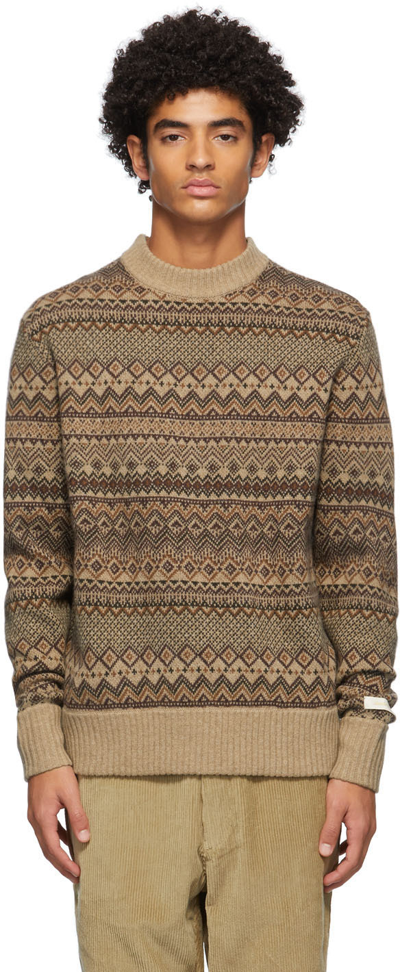 Aimé Leon Dore: Brown Fair Isle Sweater | SSENSE Canada