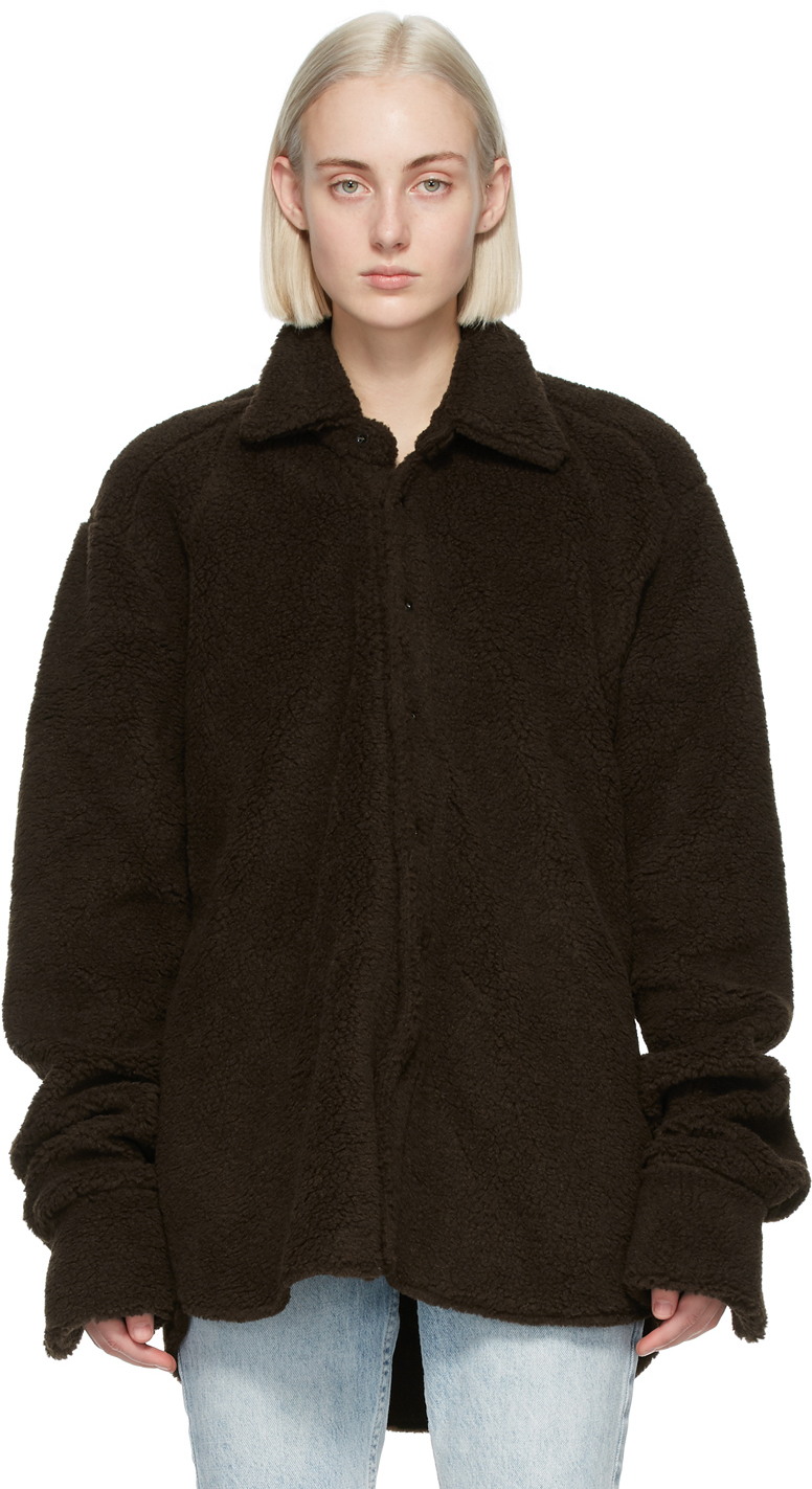 Rhude Brown Fleece Shirt Jacket