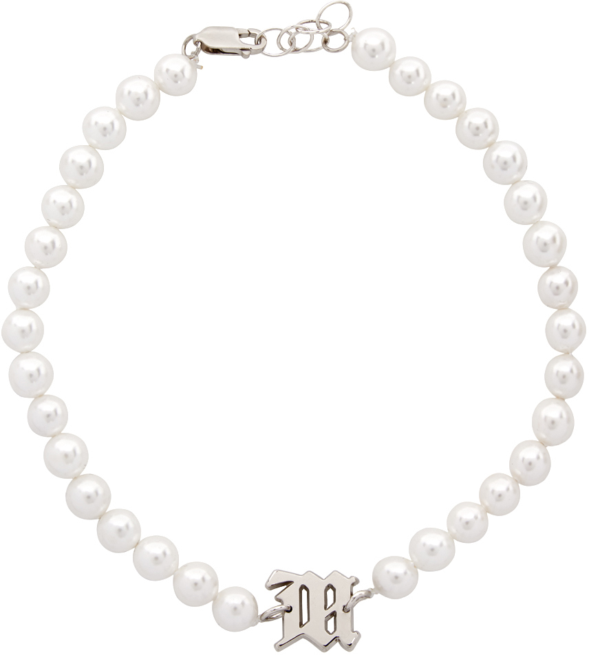 MISBHV: Off-White Pearl Elastic Choker Necklace | SSENSE