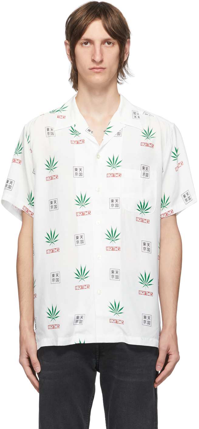 WACKO MARIA: White High Times Edition Pot Leaf Shirt | SSENSE Canada