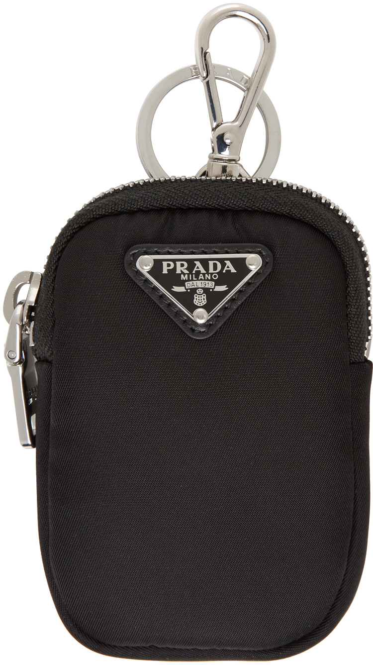 prada logo plaque pouch keyring