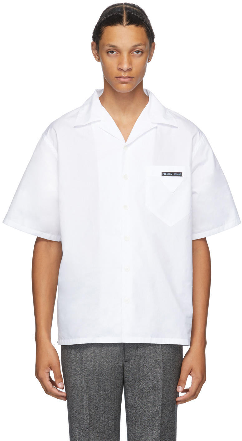 Prada: White Bowling Short Sleeve Shirt 