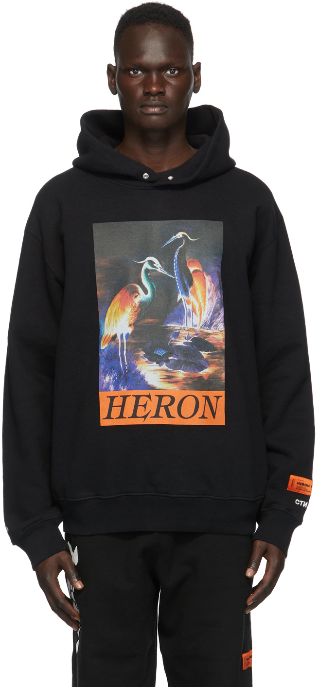 heron preston hoodie black