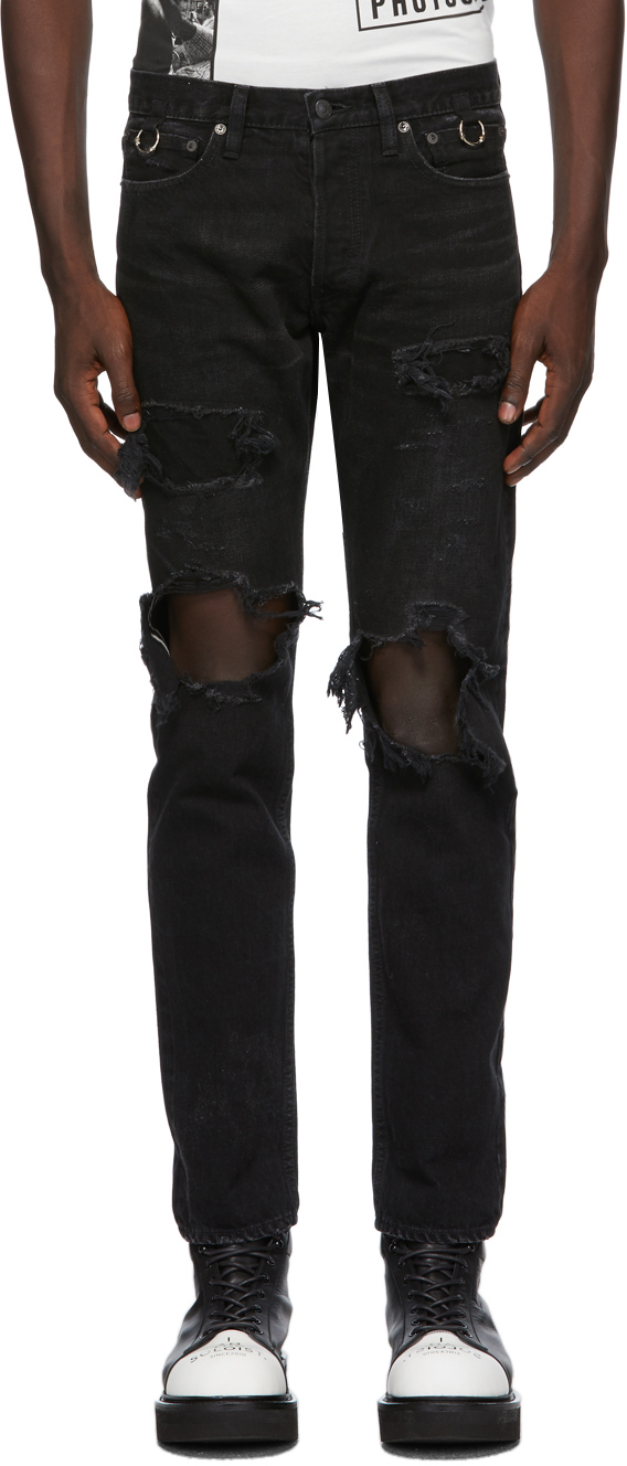six pocket jeans black