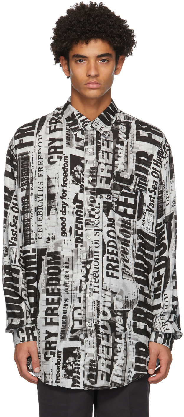 Schnayderman's: Grey & Black Oversize 'Freedom' Shirt | SSENSE UK