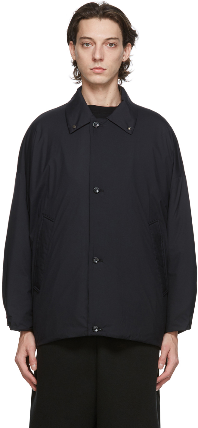 N.Hoolywood: Black Balmacaan Jacket | SSENSE UK