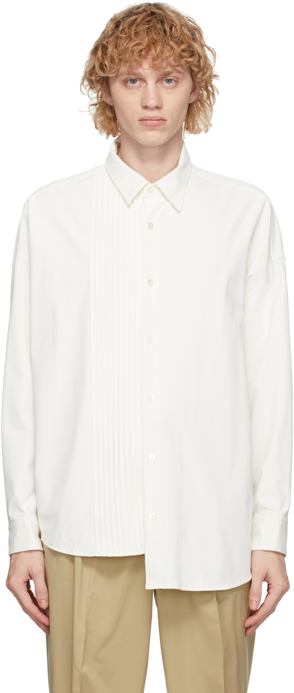 N.Hoolywood: White Asymmetric Shirt | SSENSE