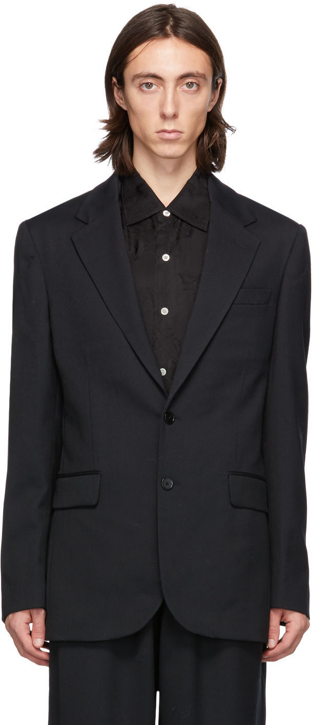 HOPE: Black Wool Bolt Blazer | SSENSE