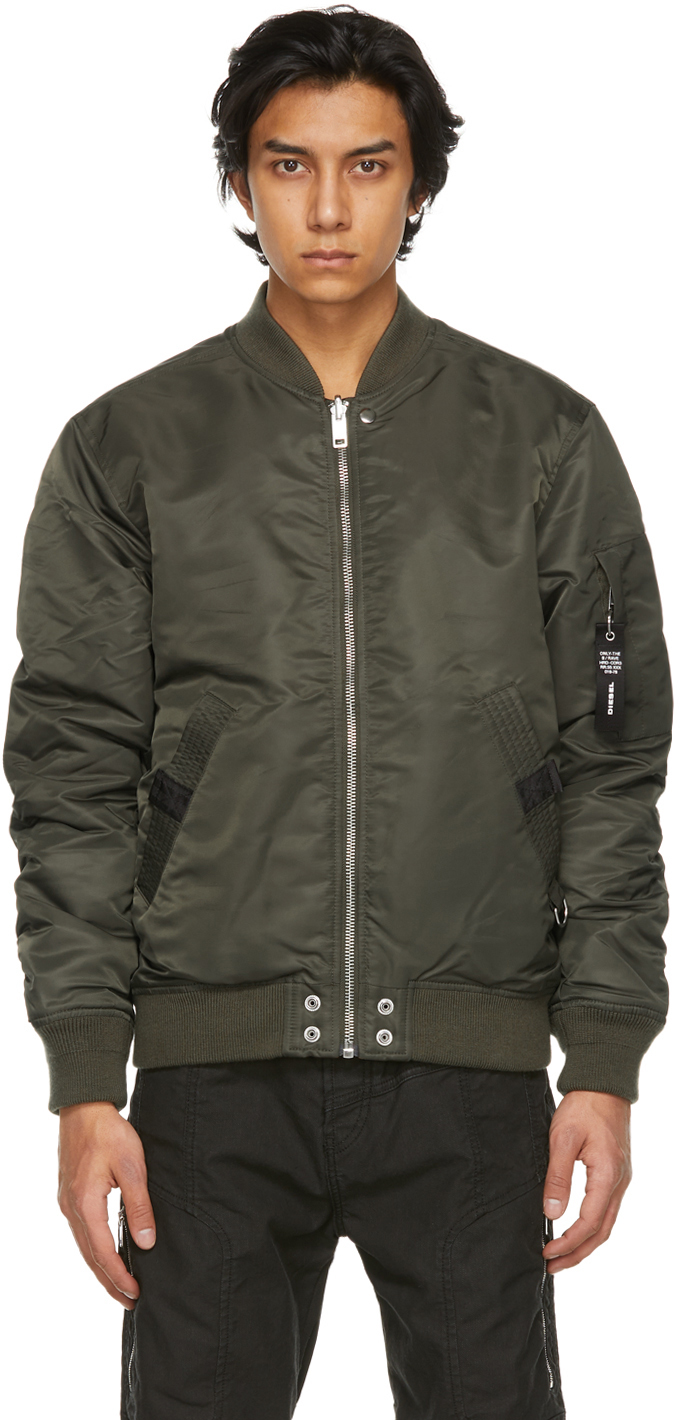 Reversible Khaki J-Ross Bomber Jacket by Diesel on Sale