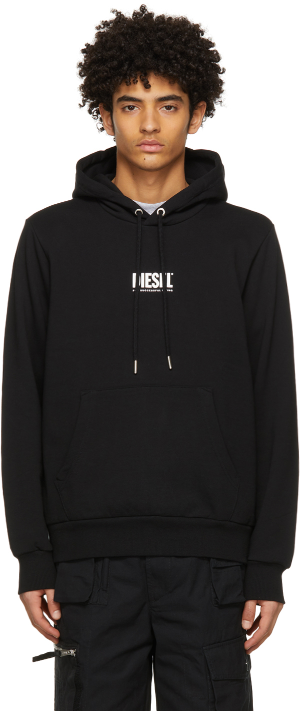 black hoodie small logo