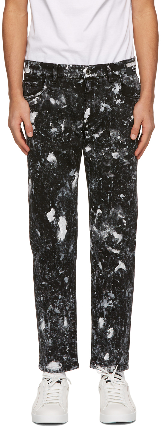 Dolce & Gabbana: Black Paint Splatter Jeans | SSENSE