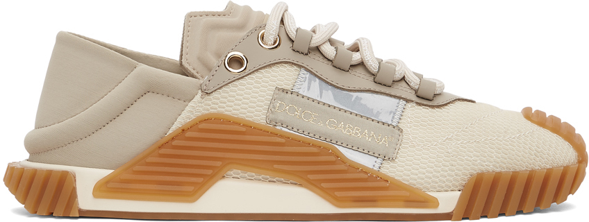 DOLCE & GABBANA BEIGE & TAUPE NS1 LOW SNEAKERS