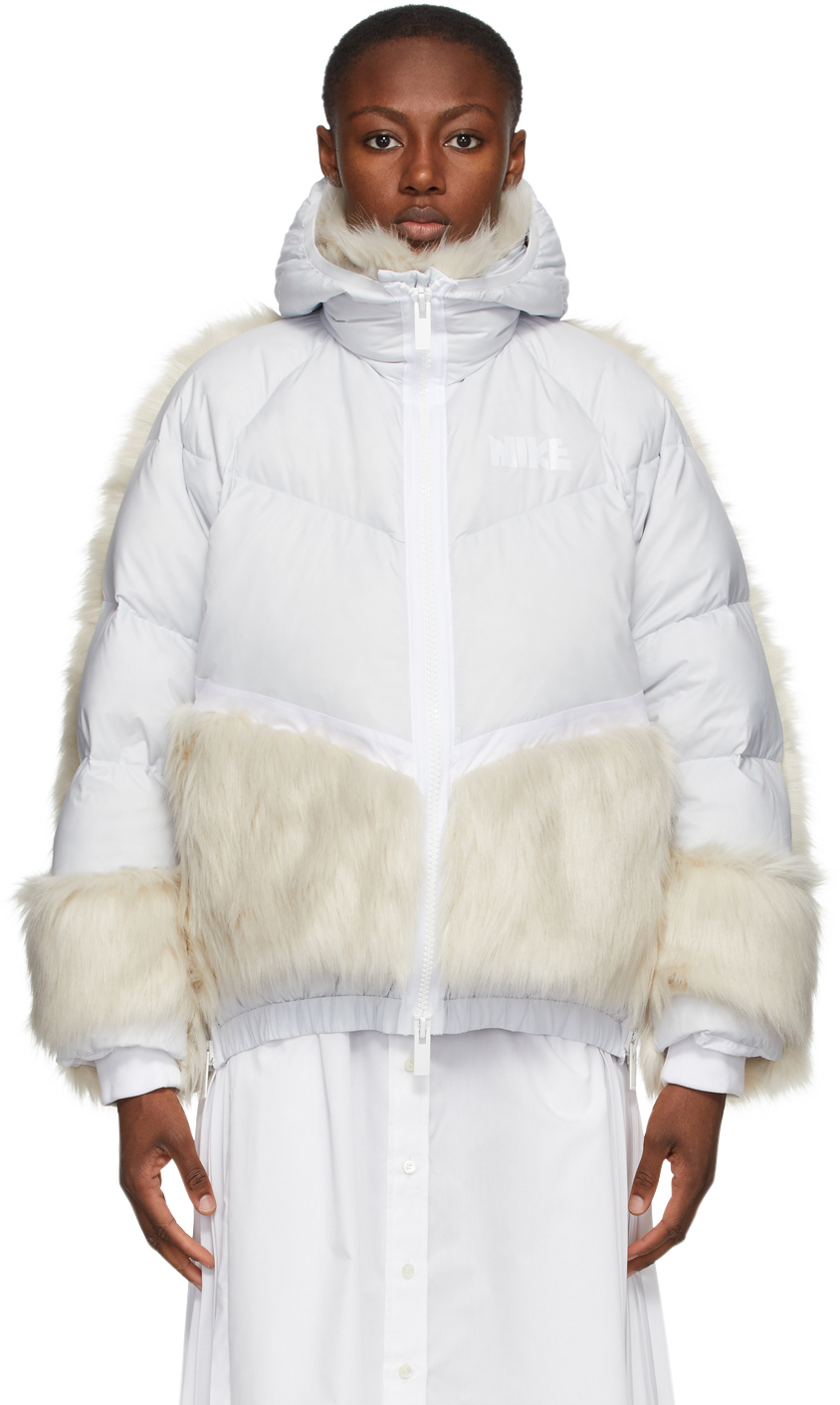 White Sacai Edition Down NGR Parka by Nike on Sale