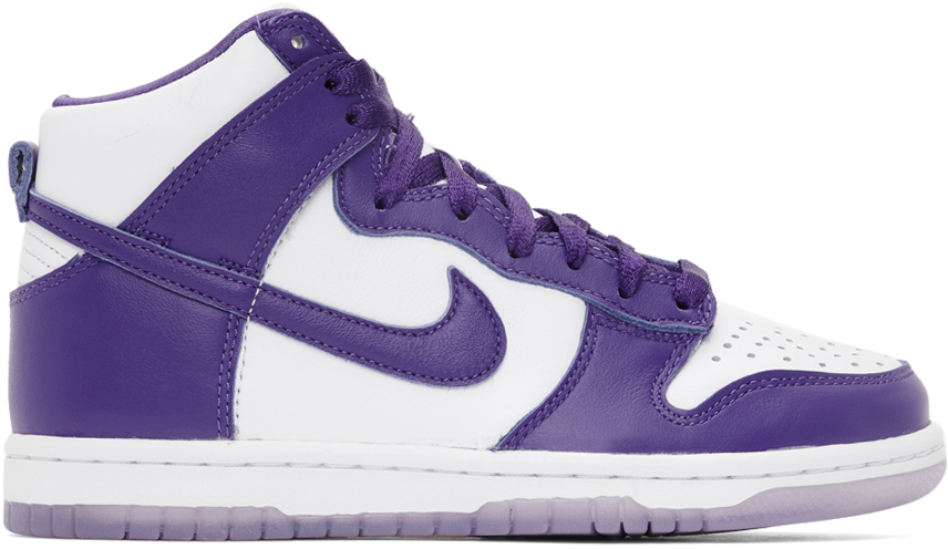 Nike Dunk High Sneakers In White/varsity Purple